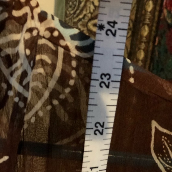 Chico’s size 10 Duster brown and white high /low w/ side slits can tie front - Picture 9 of 12